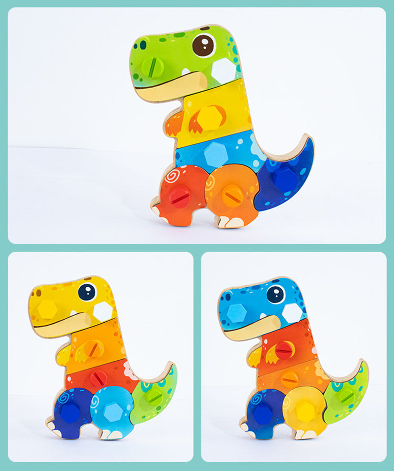 Wooden dino building set stimulates motor skills – screws, parts, creativity | Educational toy 2+