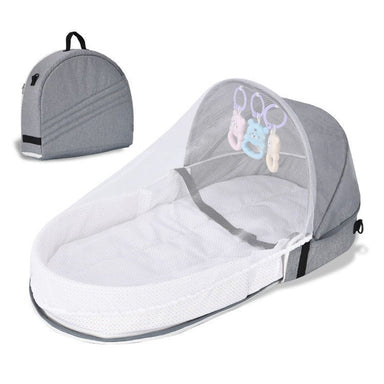 Foldable travel cot with sun canopy – mosquito net, breathable & lightweight | Baby bassinet