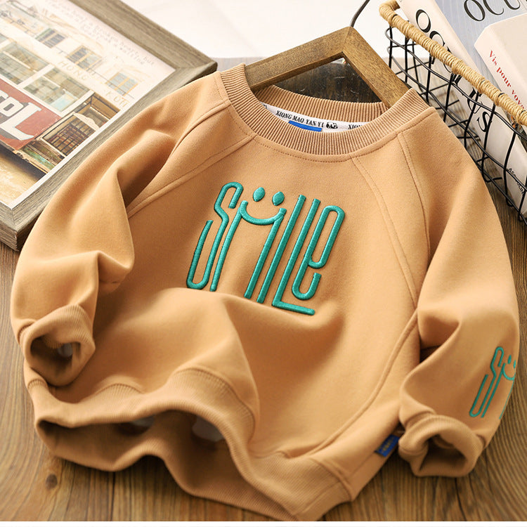 Smiley print jumper – soft cotton, playful design | kids clothing