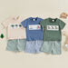 Summer set with printed t-shirt and striped shorts – soft, breathable | Baby & toddler