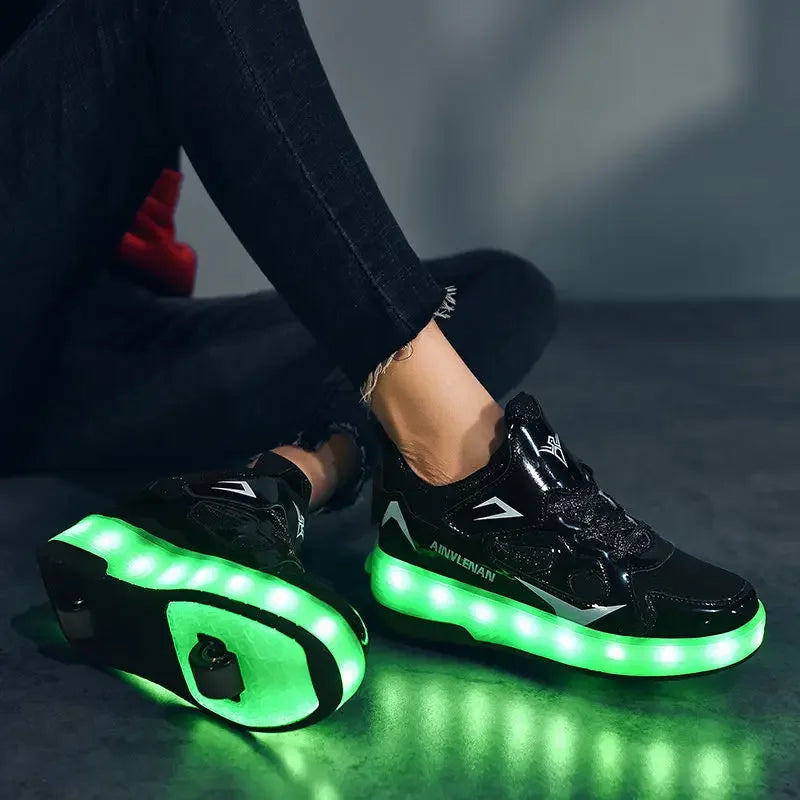 LED trainers with wheels – light-up soles, 2-in-1 walk and roll | kids' skate shoes