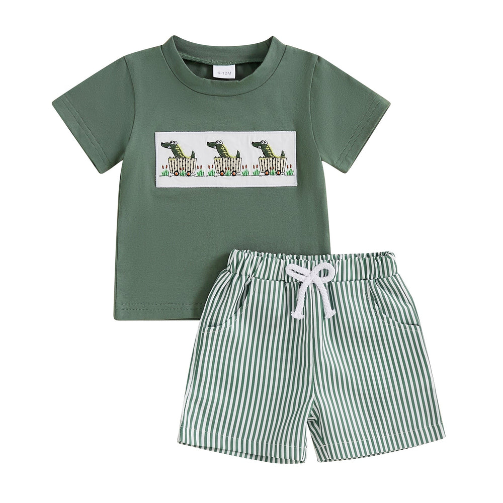 Summer set with printed t-shirt and striped shorts – soft, breathable | Baby & toddler