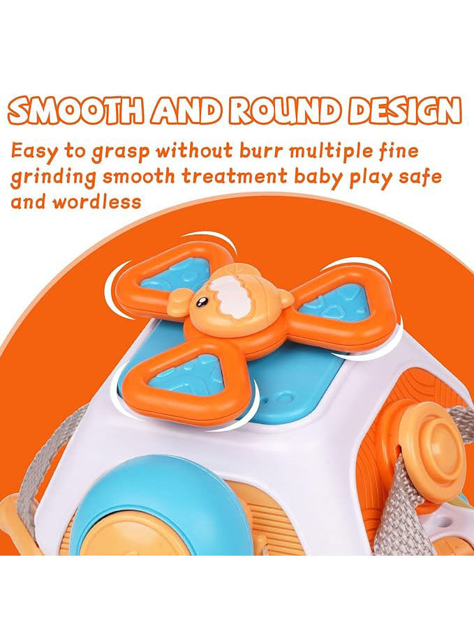 Montessori activity cube with sliders and buttons – Wooden, educational toy | Babies & toddlers