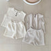 Waffle-knit toddler set – button detail, breathable cotton | unisex summer outfit