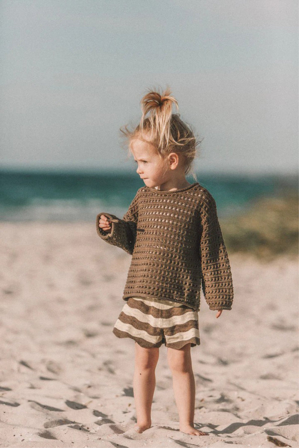 Baby summer outfit in soft cotton blend – elastic waistband, neutral colours | unisex 0–2 years
