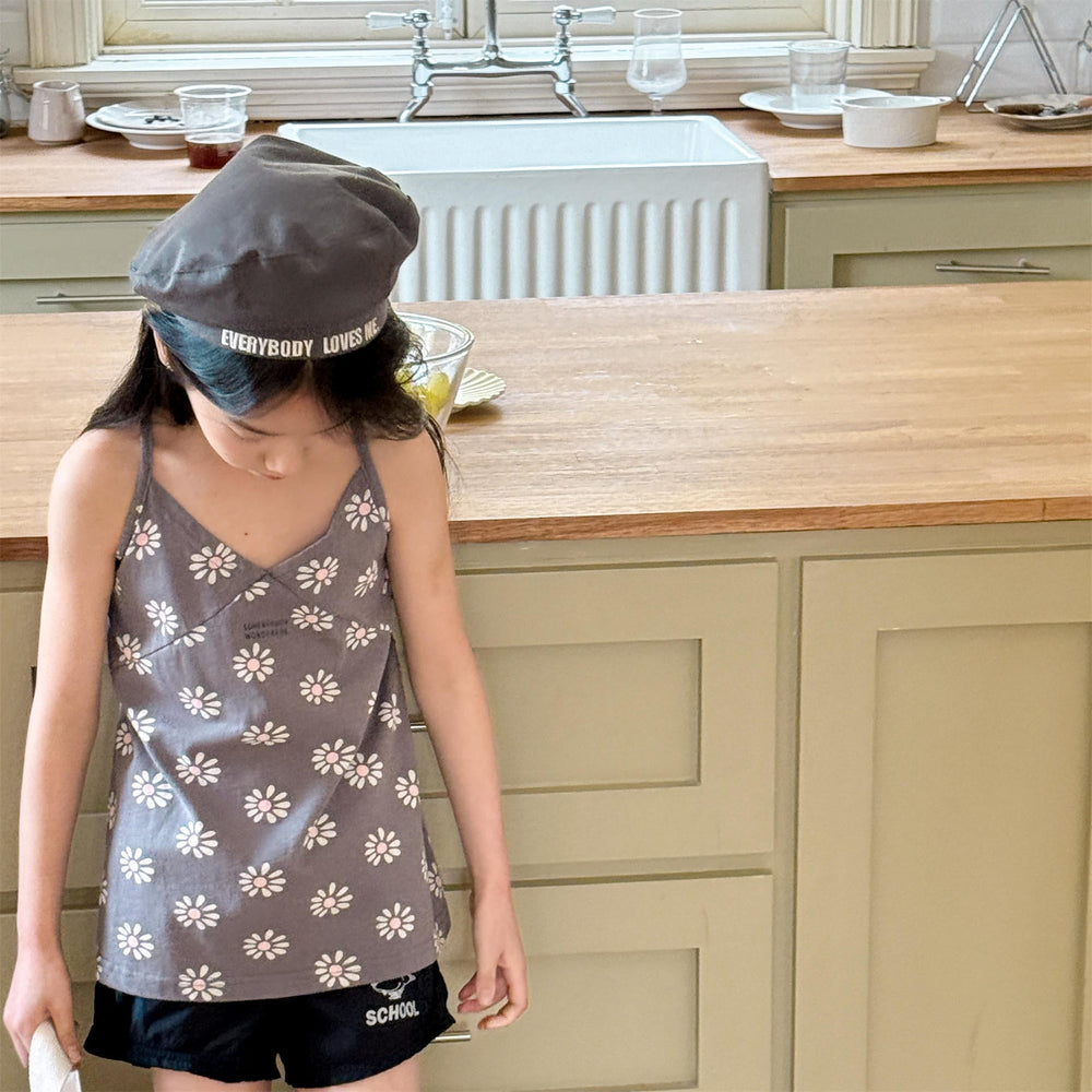Girls' summer top with floral or lip print – soft cotton, spaghetti straps | 0–6 years