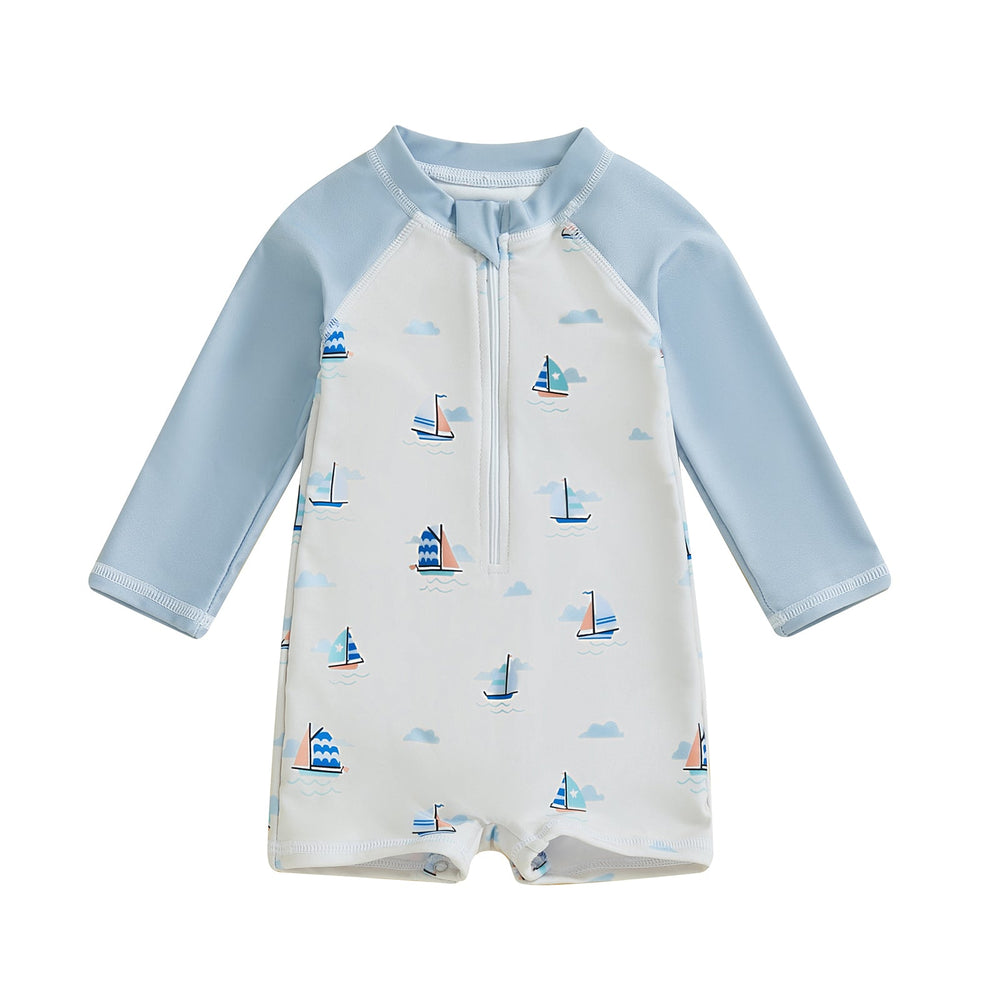 Baby swim romper with UV protection – long sleeves, quick-dry, zip fastening | Toddler swimwear
