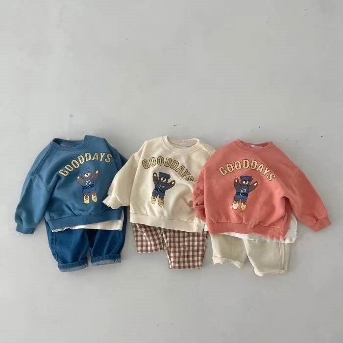 Jumper with bear print – soft cotton, oversized fit | unisex baby jumper