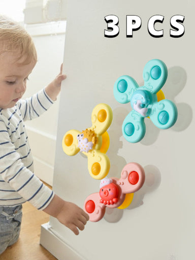 3-piece fidget spinner bath toy set – suction cups, sensory play | toddlers