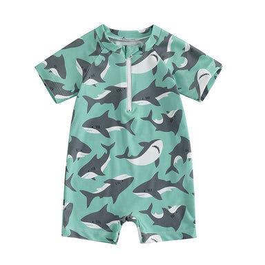 Swim romper with UV protection – quick-drying, shark print | boys