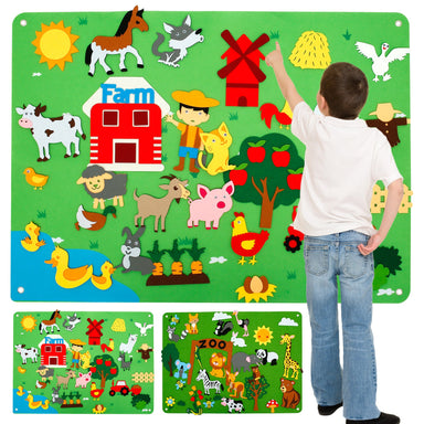 Felt play board with animals – reusable, creative, educational | Kids