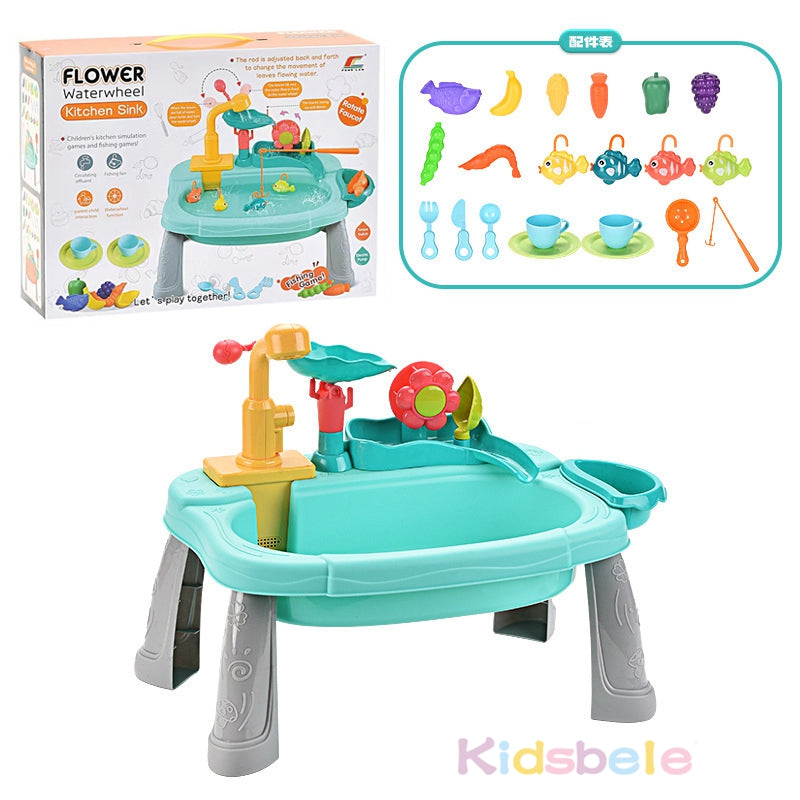 Water play toy sink with fishing game – flowing water, accessories | for kids