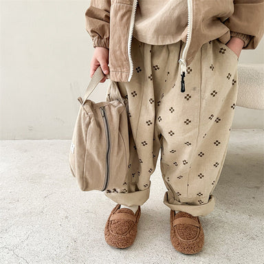 Baggy trousers with floral print – cotton-linen, elastic waist | unisex bloomers