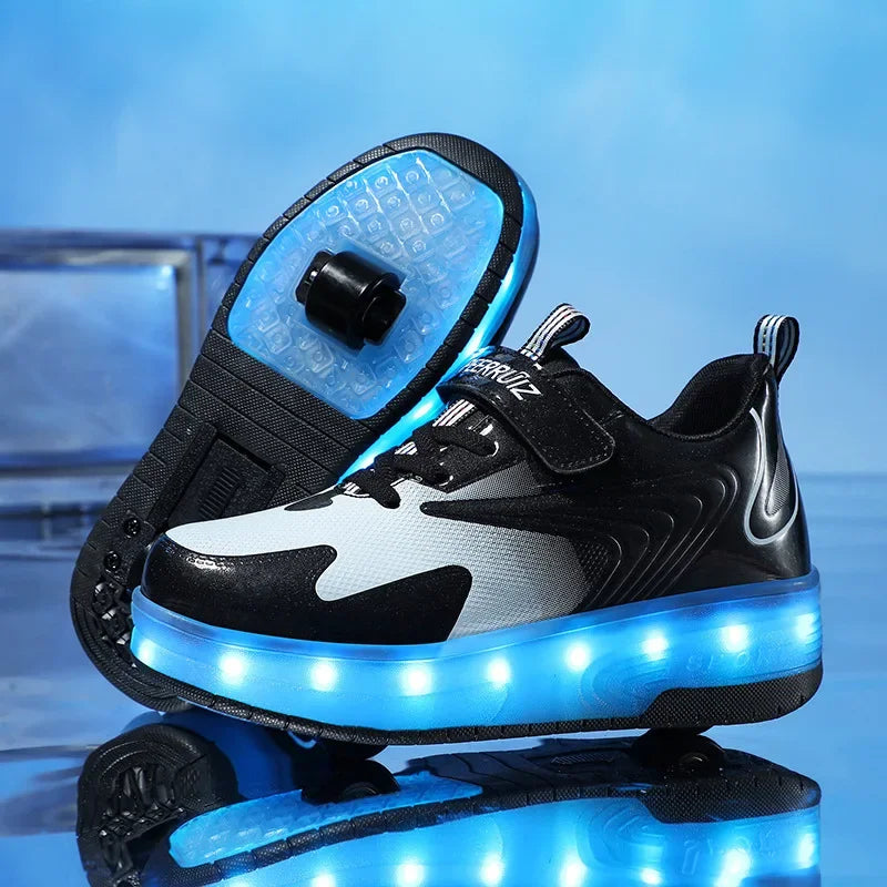 LED trainers with wheels – light-up soles, 2-in-1 walk and roll | kids' skate shoes