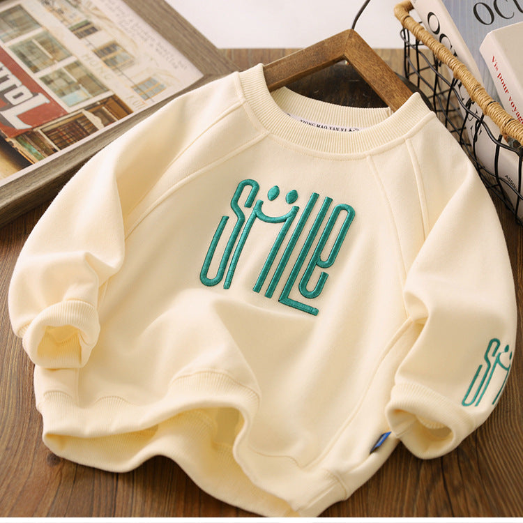 Smiley print jumper – soft cotton, playful design | kids clothing