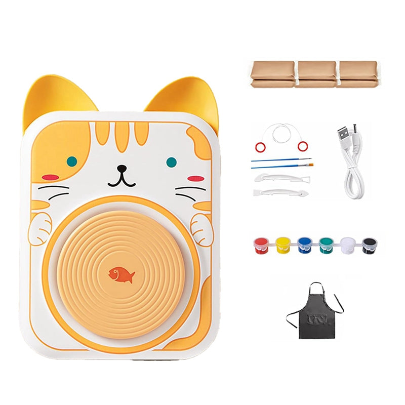 Kids pottery set with spinning wheel – clay, paint & tools | ages 3+