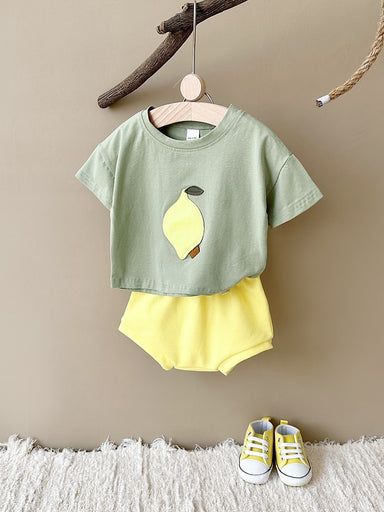 Baby summer set with lemon print – soft cotton t-shirt and shorts | baby & toddler