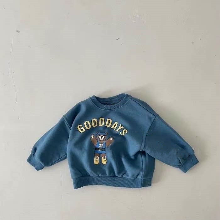 Jumper with bear print – soft cotton, oversized fit | unisex baby jumper
