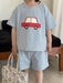 T-shirt and shorts summer set – soft cotton, car print | unisex kids