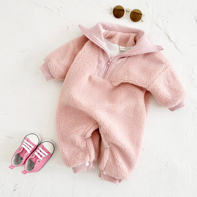Fleece overall jumpsuit with soft, warm lining – zip fastening, machine washable | Baby onesie