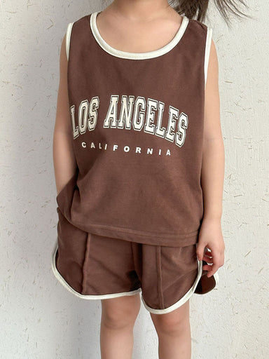 LA varsity clothing set shorts and top – breathable cotton, elastic waist | kids