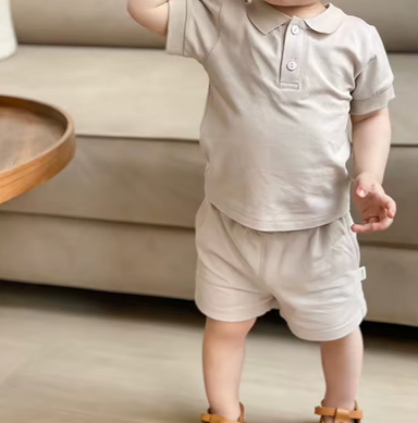 Boys polo and shorts set for summer – soft cotton, elasticated waist | kids outfit