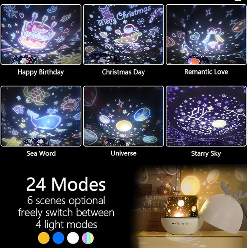 Star projector night light – remote control, adjustable colours | baby & kids