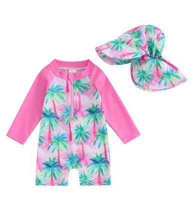 UV swimsuit set with sun hat – UPF50+ protection, long sleeves | Baby swimwear