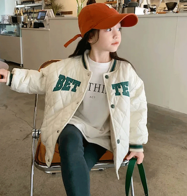 Girls' coat with bold print design – soft, durable cotton | kids outerwear