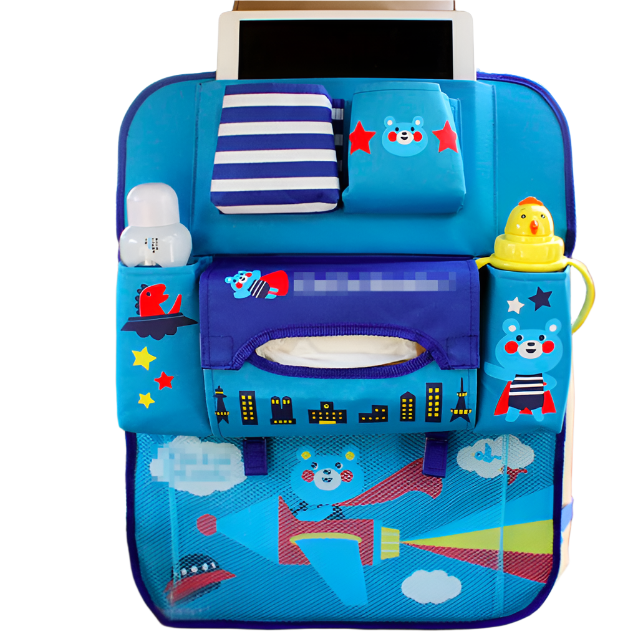 Car seat organiser – storage for toys, snacks & books | for kids
