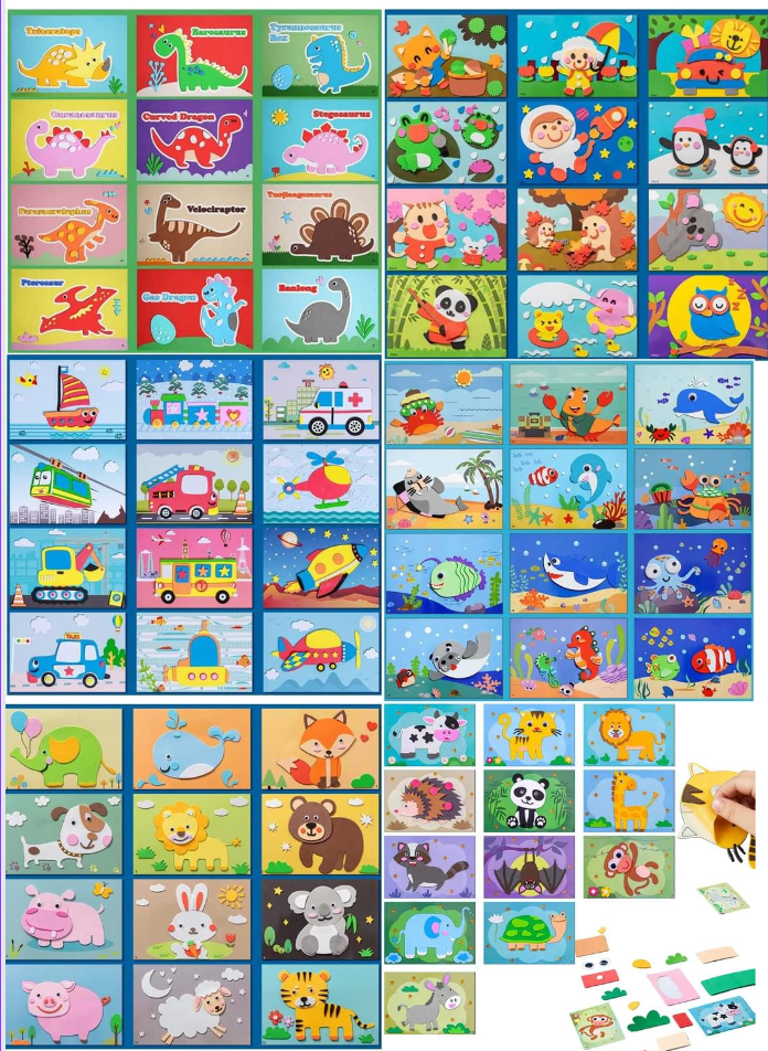 3D sticker puzzle with foam stickers – safe, reusable, creative | craft set for kids