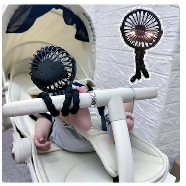 Bladeless pushchair fan with USB charging – quiet, flexible, portable | for babies