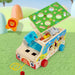Wooden pull-along cart with fishing game – sorting blocks, animal shapes | Montessori toy