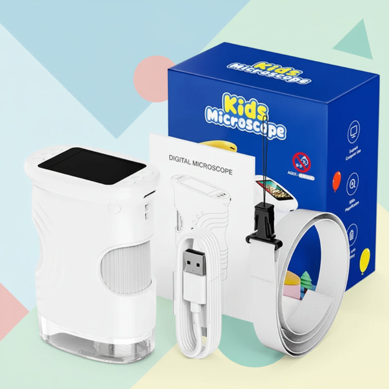 Mini microscope with 1000x zoom – rechargeable, portable | For kids