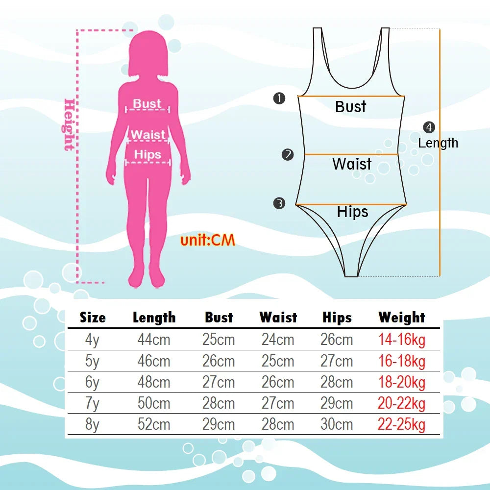 Girls' swimsuit with UV protection – mermaid, unicorn design, quick-drying | Kids swimwear
