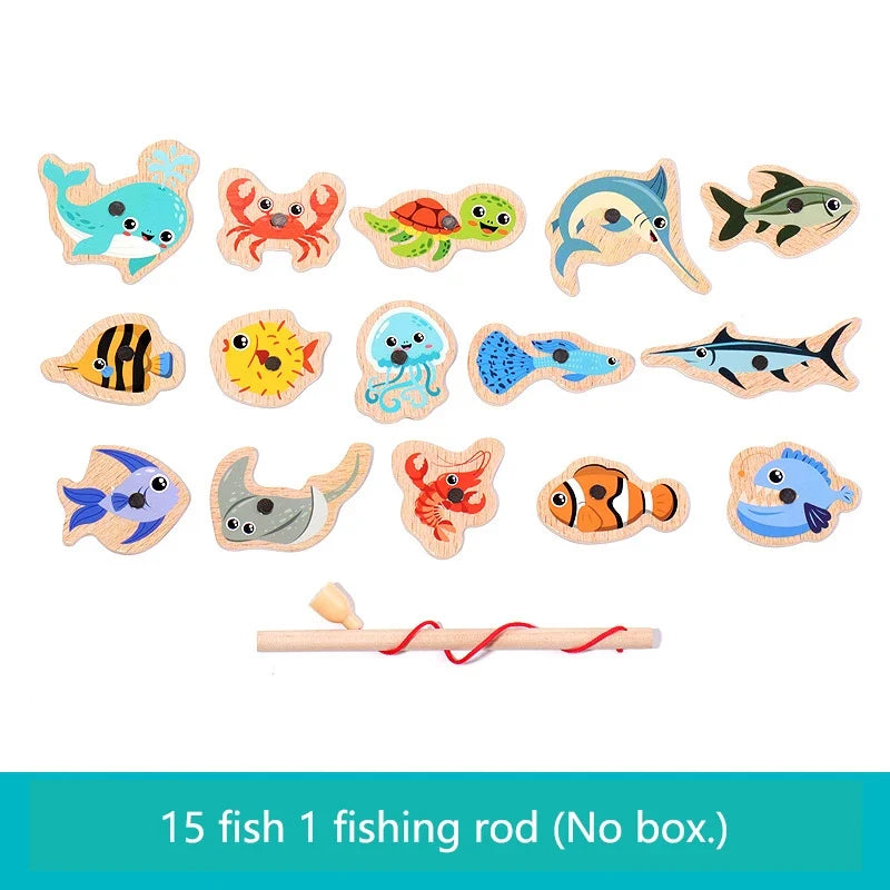Magnetic wooden fishing game with sea animals – boosts fine motor skills | Montessori toy