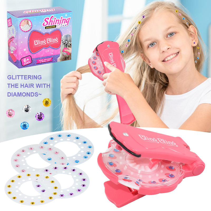 Hair glitter tool adds sparkle safely – no glue, reusable gems | girls hair toy