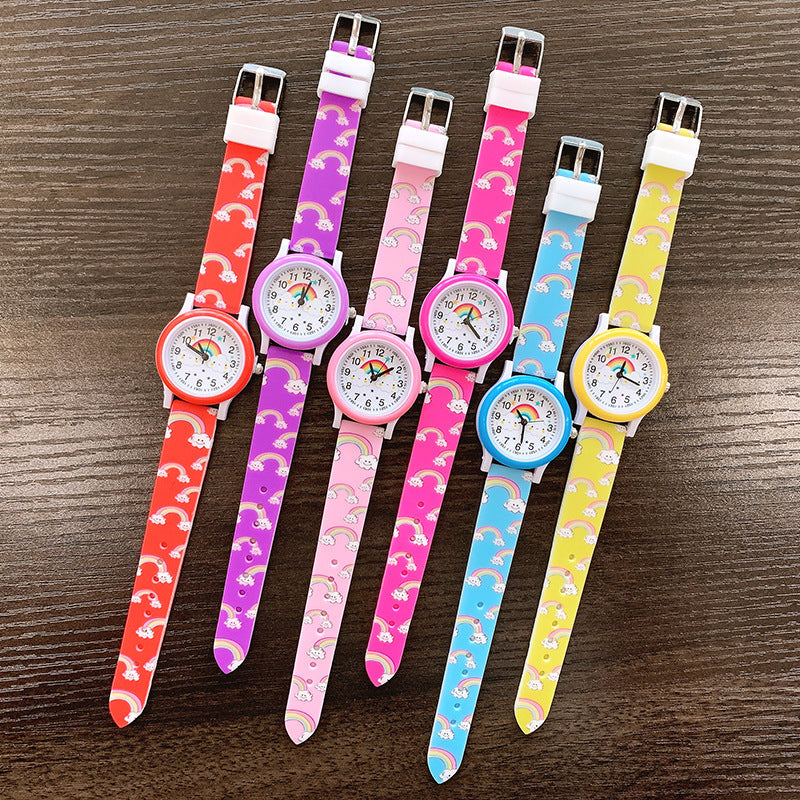 Children's watch rainbow design – learn to tell time, soft strap | ages 3+