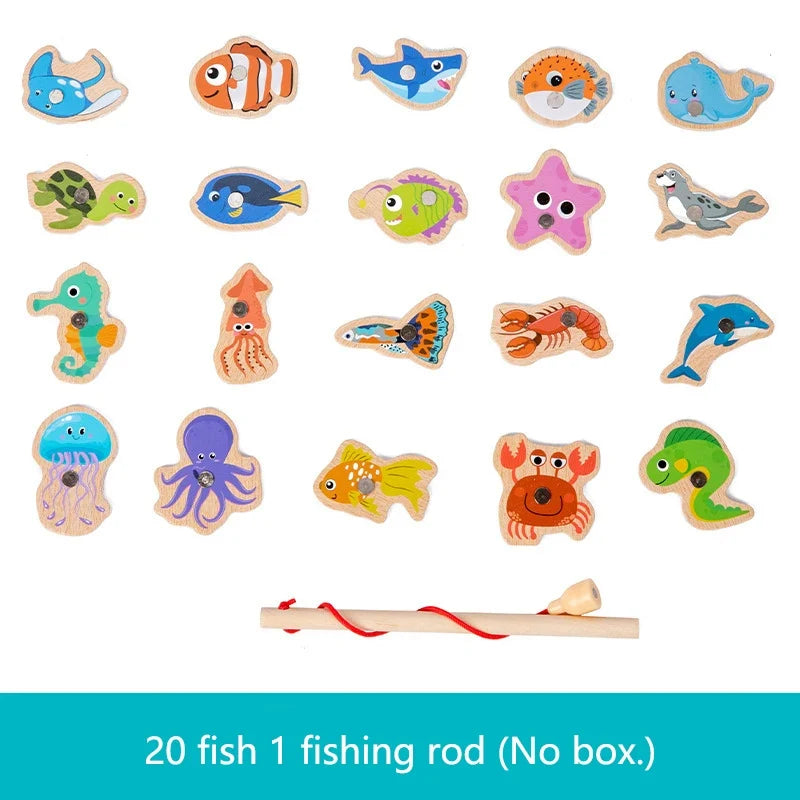 Magnetic wooden fishing game with sea animals – boosts fine motor skills | Montessori toy