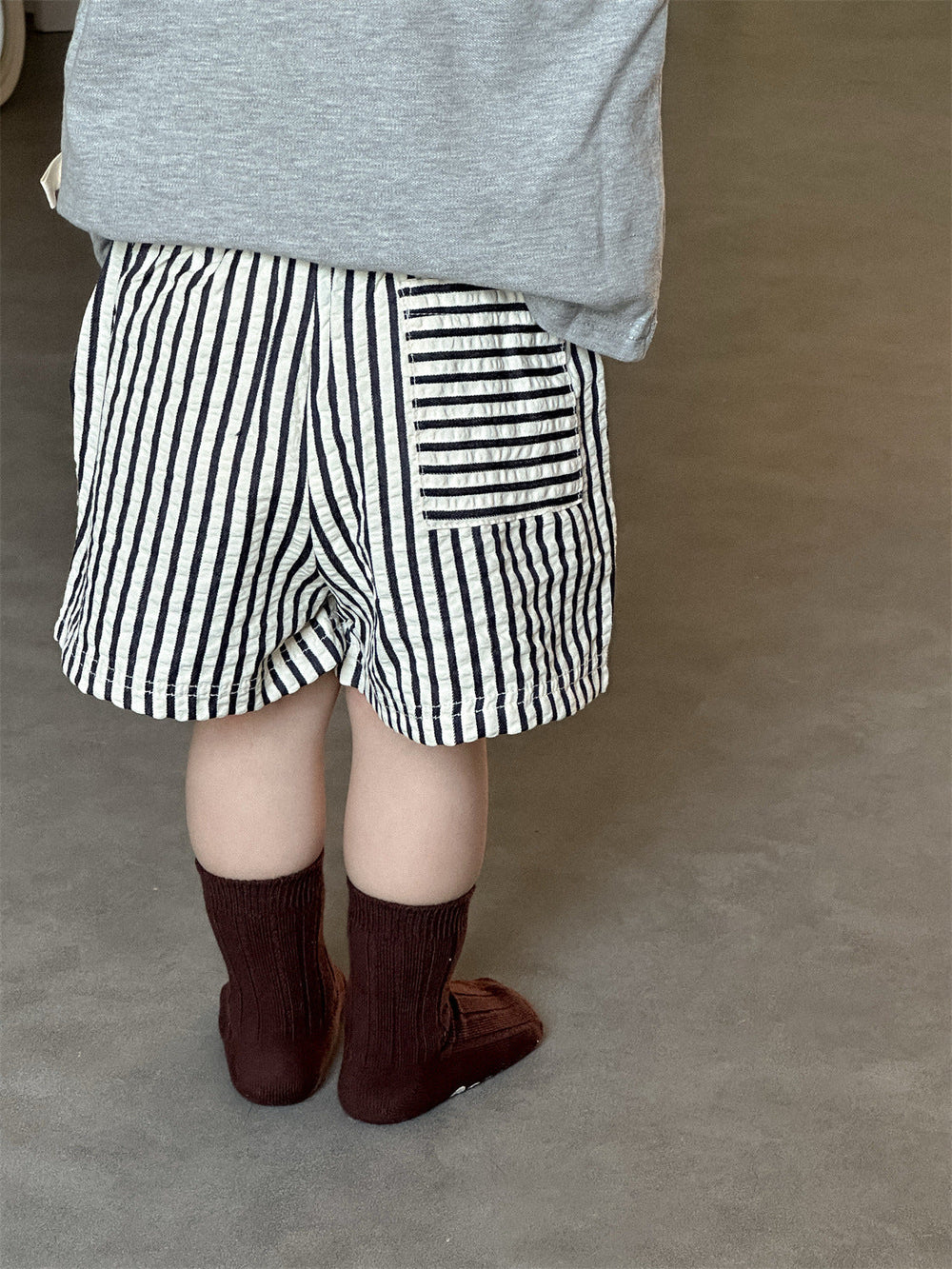 Polo and shorts outfit with soft cotton – elastic waistband, striped design | kids summer wear