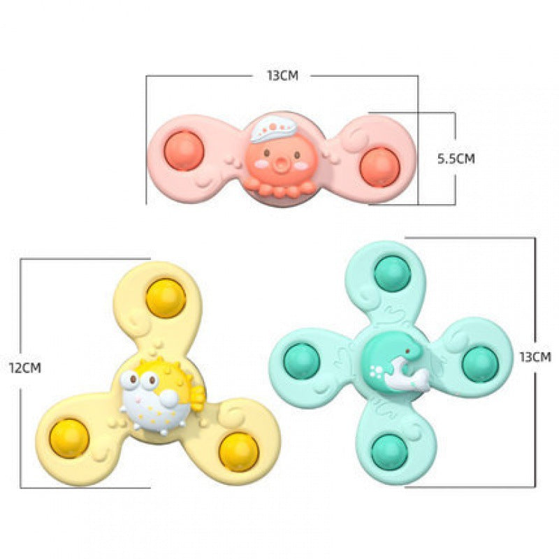 3-piece fidget spinner bath toy set – suction cups, sensory play | toddlers