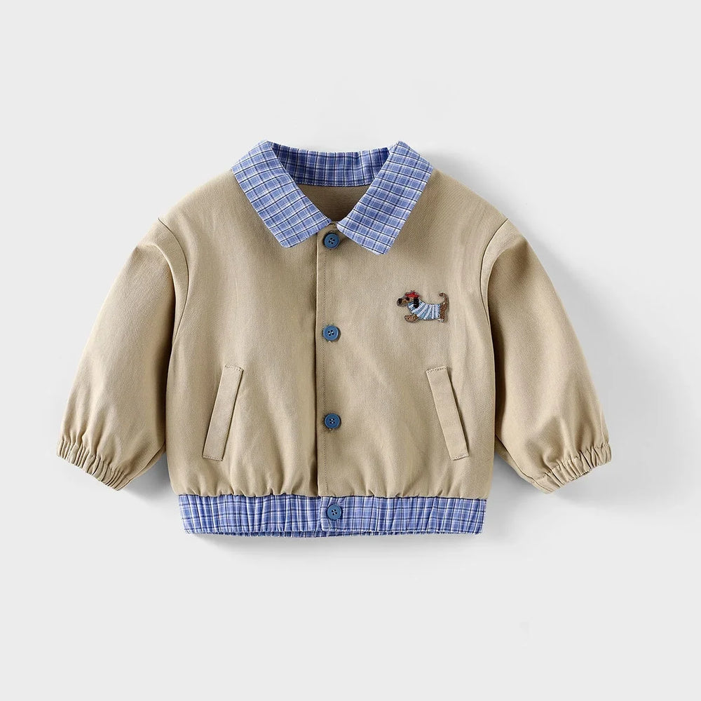 Baby and toddler baseball jacket with patchwork design – elastic cuffs | unisex autumn wear
