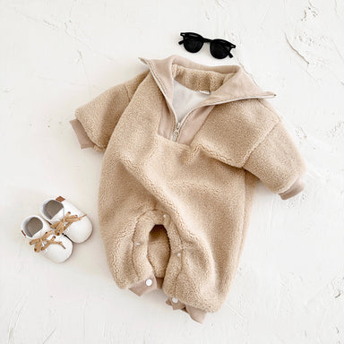 Fleece overall jumpsuit with soft, warm lining – zip fastening, machine washable | Baby onesie