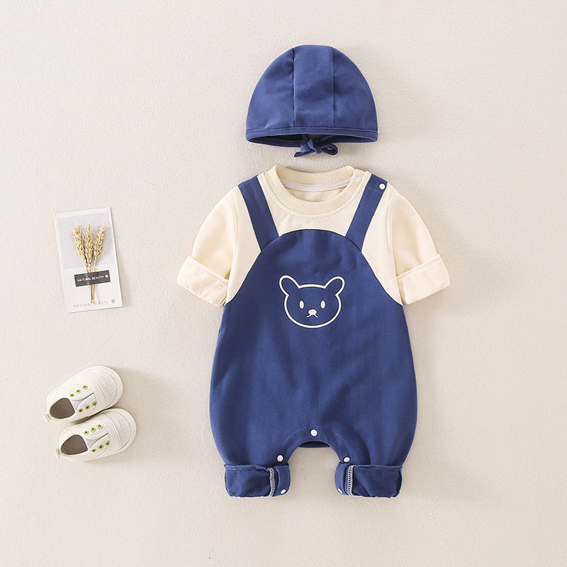 Hooded onesie with warm cotton fabric – soft, breathable and easy to wear | for babies