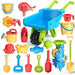Sand and beach playset with wheelbarrow – 22 pieces, garden and beach toy | outdoor toys