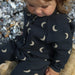 Moon print jumpsuit with soft cotton fabric – poppers, breathable | Baby romper