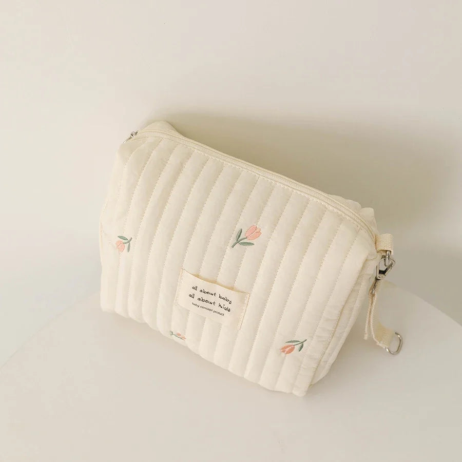 Nappy bag with embroidered print – compact, zip fastening, lightweight | For mums