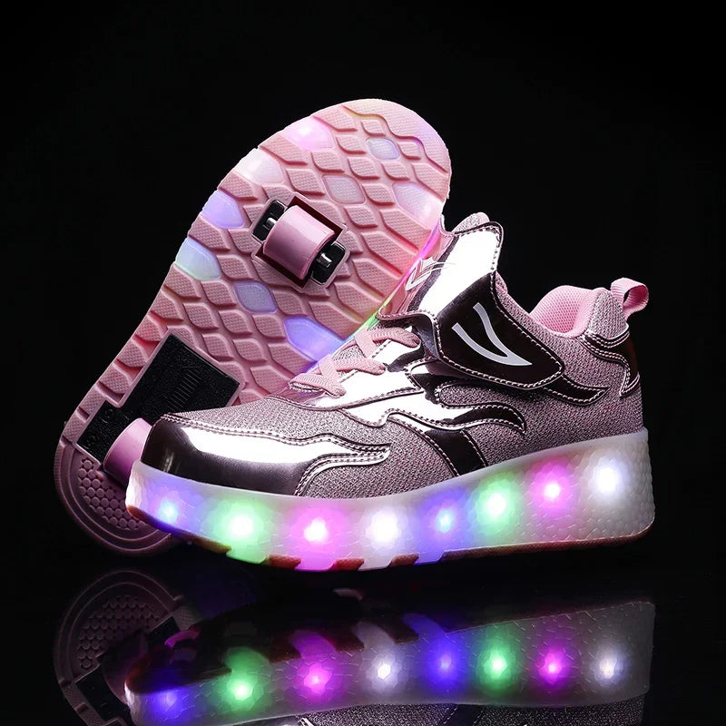 LED trainers with wheels – light-up soles, 2-in-1 walk and roll | kids' skate shoes