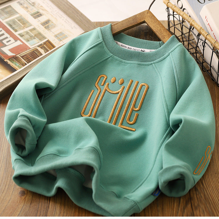 Smiley print jumper – soft cotton, playful design | kids clothing