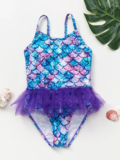 Girls' swimsuit with UV protection – mermaid, unicorn design, quick-drying | Kids swimwear
